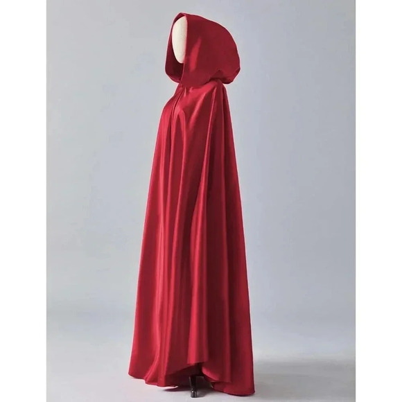 ❤️Women's Red Wedding Hooded Cape Bridal Cloak Poncho  Full Length - Picture 3 of 7